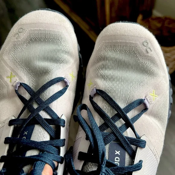 On Cloud - White and Navy Athletic Shoes Good Condition - Picture 2 of 5